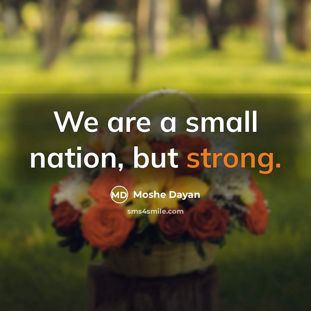 “We are a small nation, but strong.…” quote by Moshe Dayan