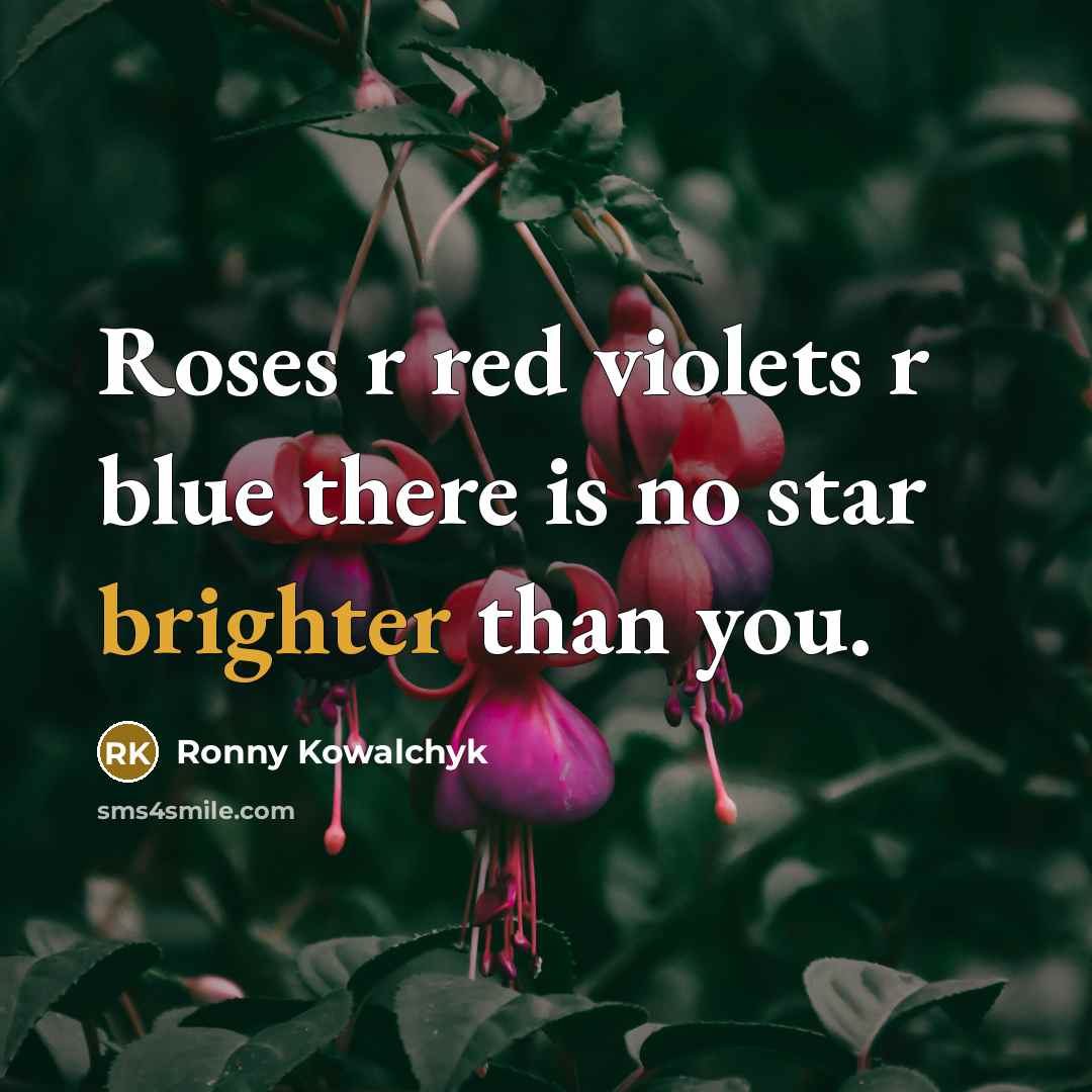 “Roses r red violets r blue there is no star…” quote by Ronny Kowalchyk