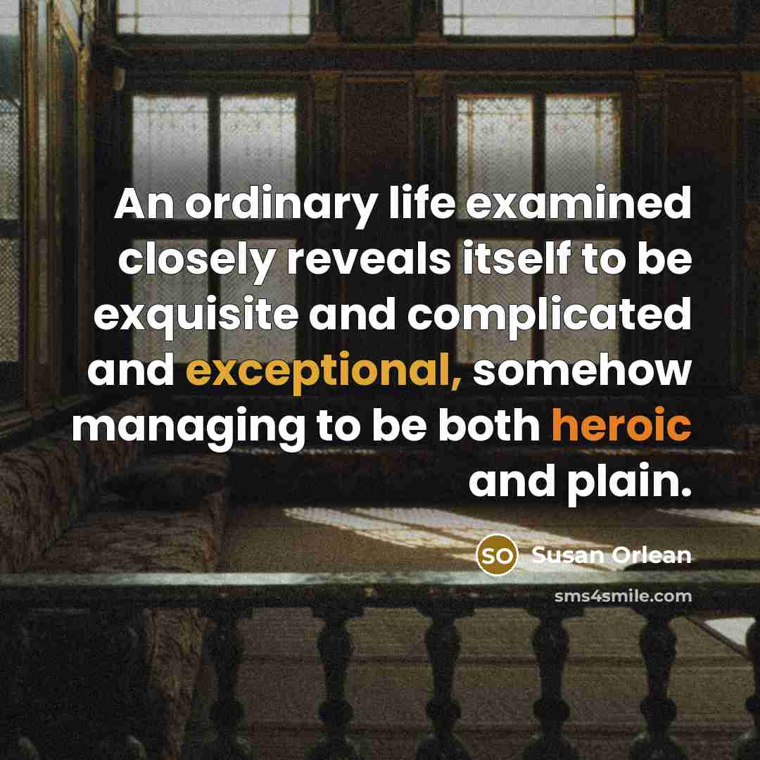 “An ordinary life examined closely reveals itself to be exquisite…” quote by Susan Orlean