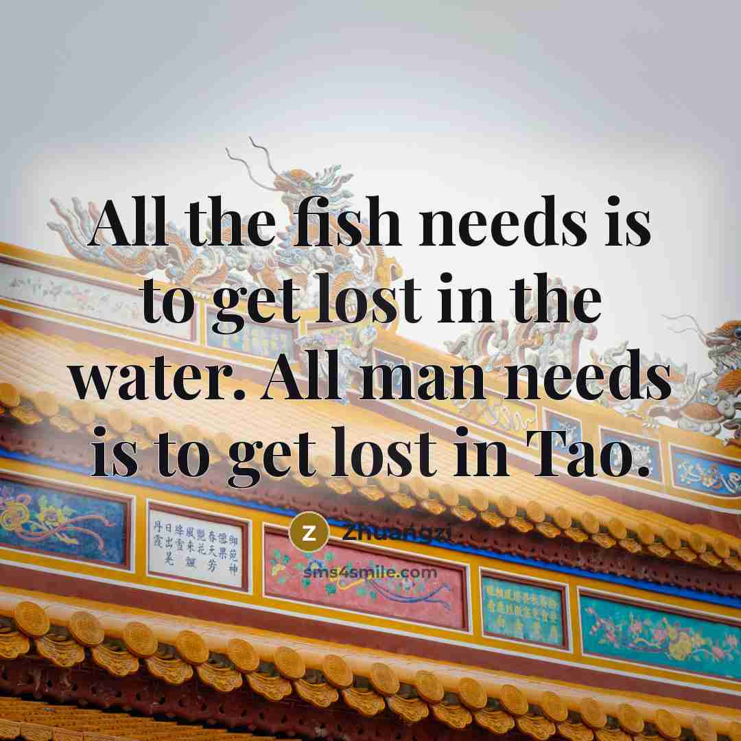 “All the fish needs is to get lost in the water. All man needs is to get lost in Tao.” quote by Zhuangzi