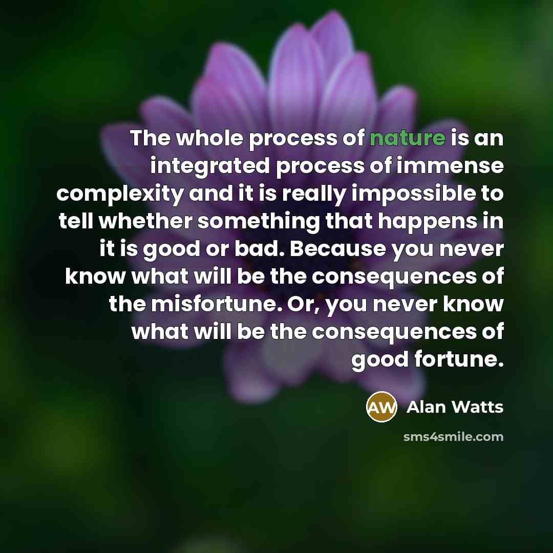 “The whole process of nature is an integrated process of…” quote by Alan Watts
