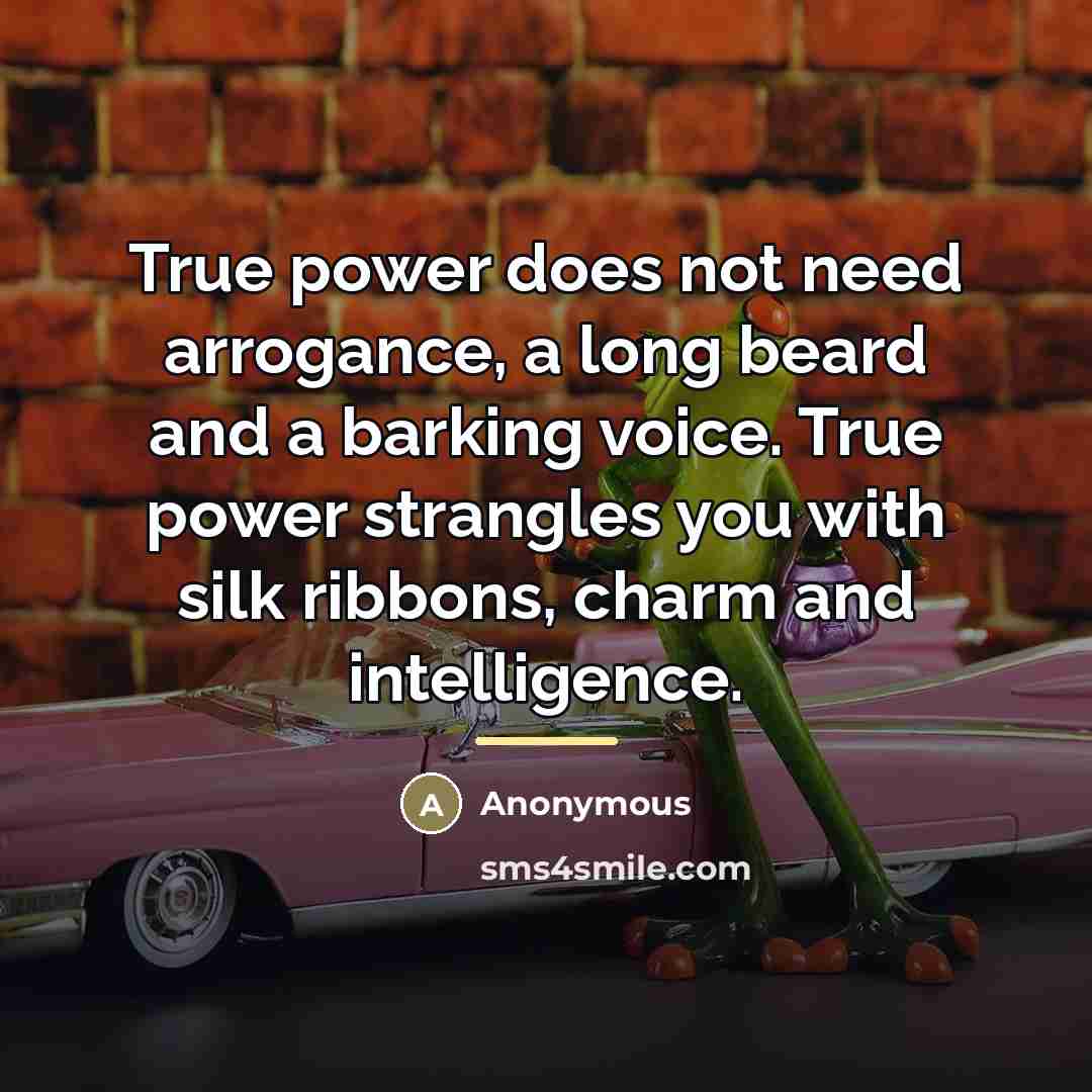“True power does not need arrogance, a long beard and…” quote by Anonymous