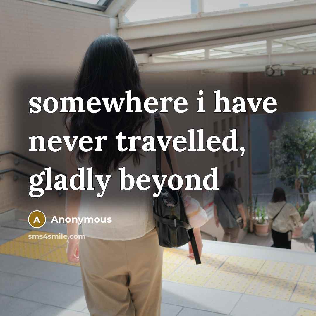 “somewhere i have never travelled, gladly beyond” quote by Anonymous
