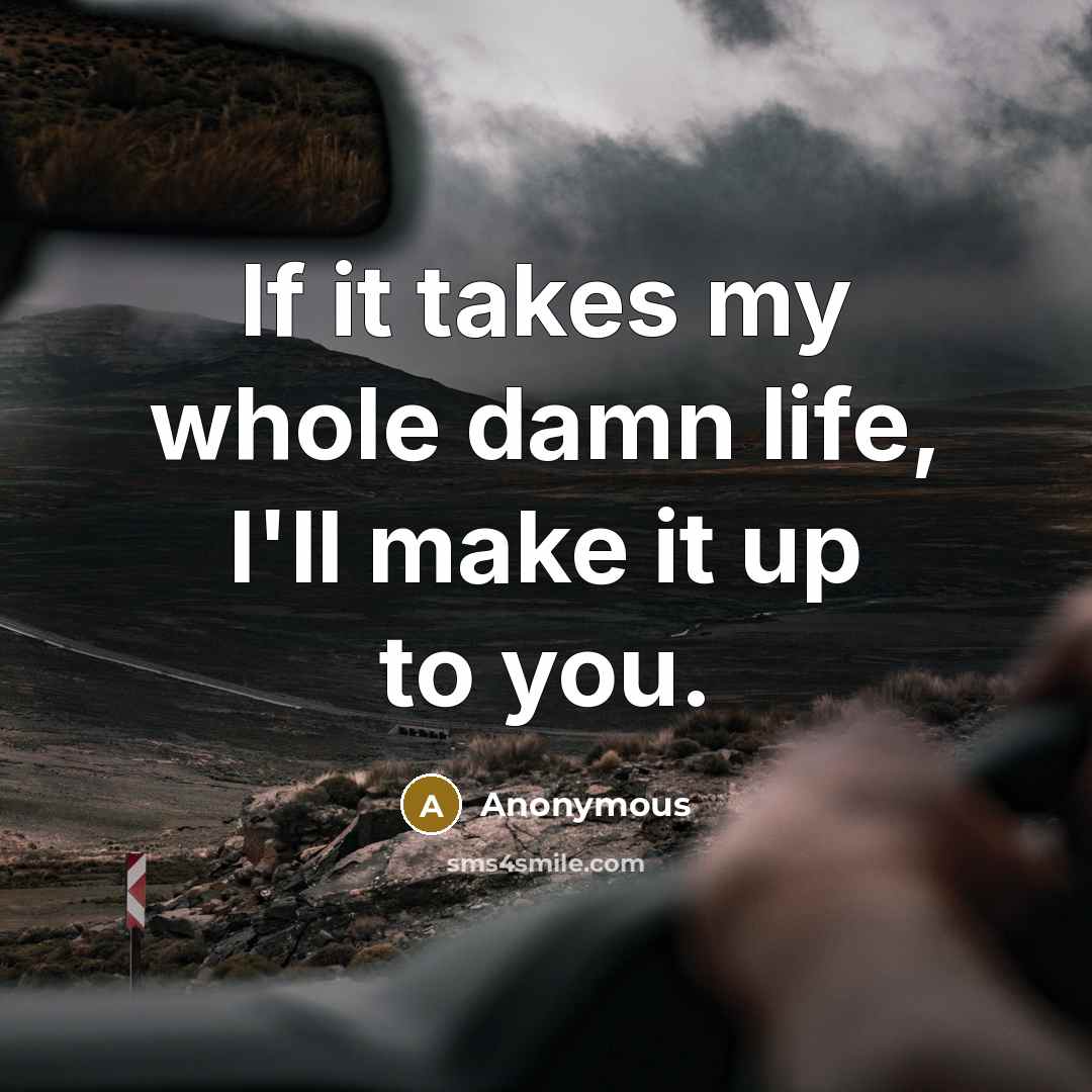 “If it takes my whole damn life, I'll make it up to you.” quote by Anonymous