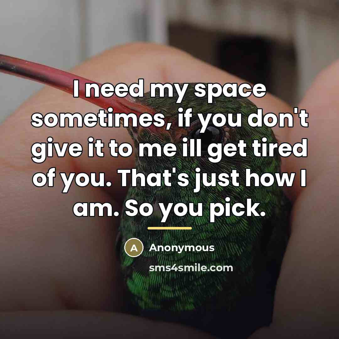 “I need my space sometimes, if you don't give it…” quote by Anonymous