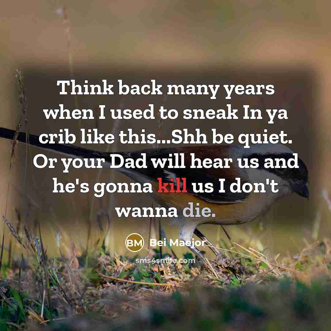 “Think back many years when I used to sneak In ya crib like this...Shh be quiet. Or your Dad will hear us and he's gonna kill us I don't wanna die.” quote by Bei Maejor