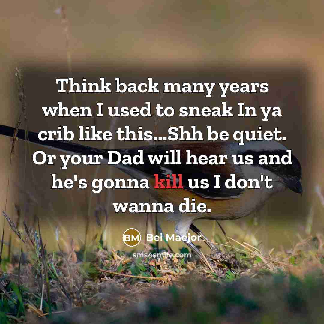 “Think back many years when I used to sneak In ya crib like this...Shh be quiet. Or your Dad will hear us and he's gonna kill us I don't wanna die.” quote by Bei Maejor