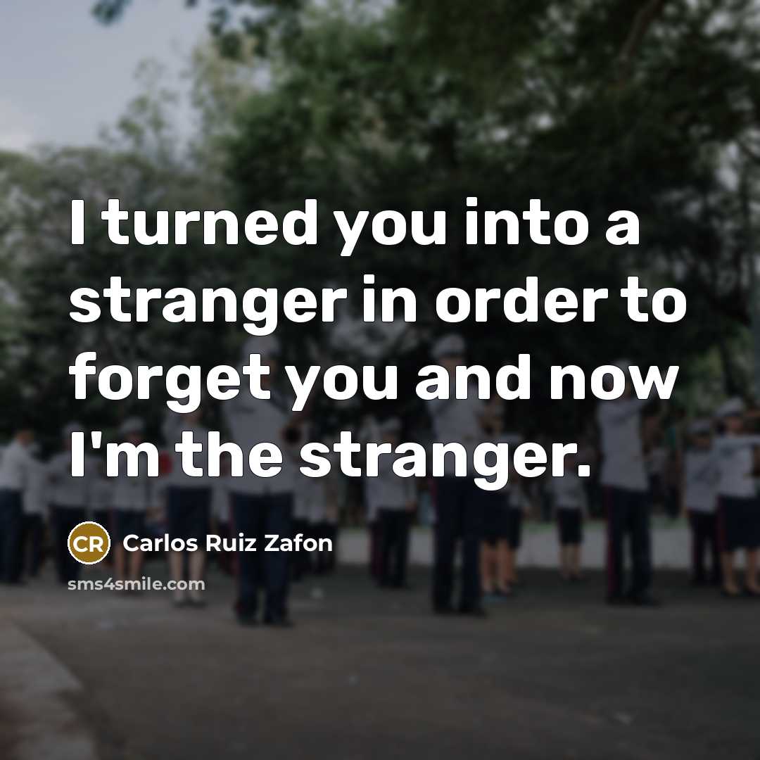 “I turned you into a stranger in order to forget…” quote by Carlos Ruiz Zafon