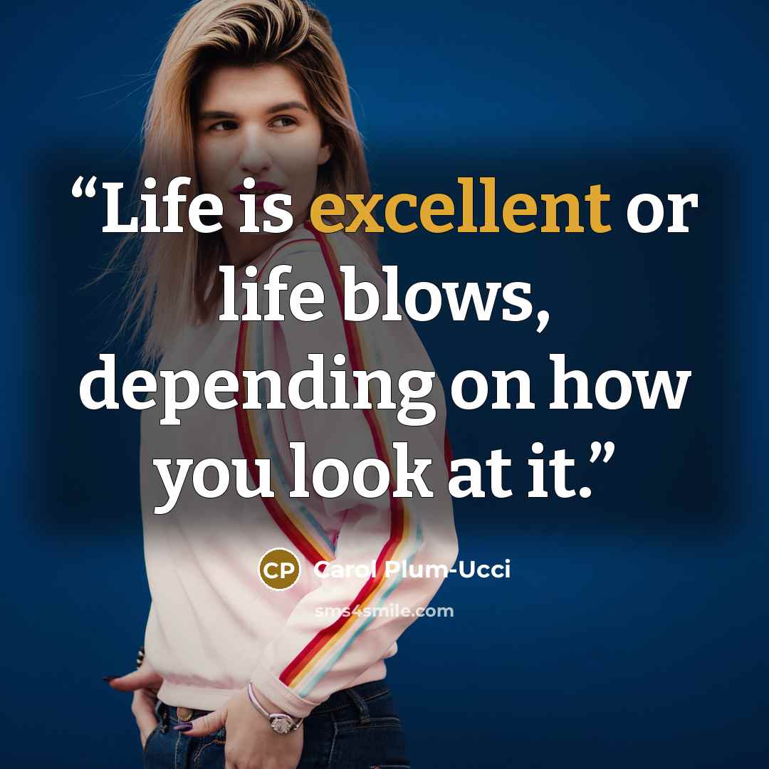 “Life is excellent or life blows, depending on how you look at it.” quote by Carol Plum-Ucci