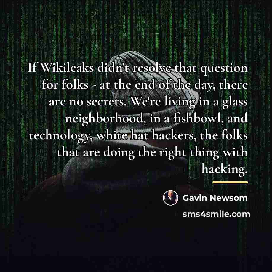 “If Wikileaks didn't resolve that question for folks - at…” quote by Gavin Newsom