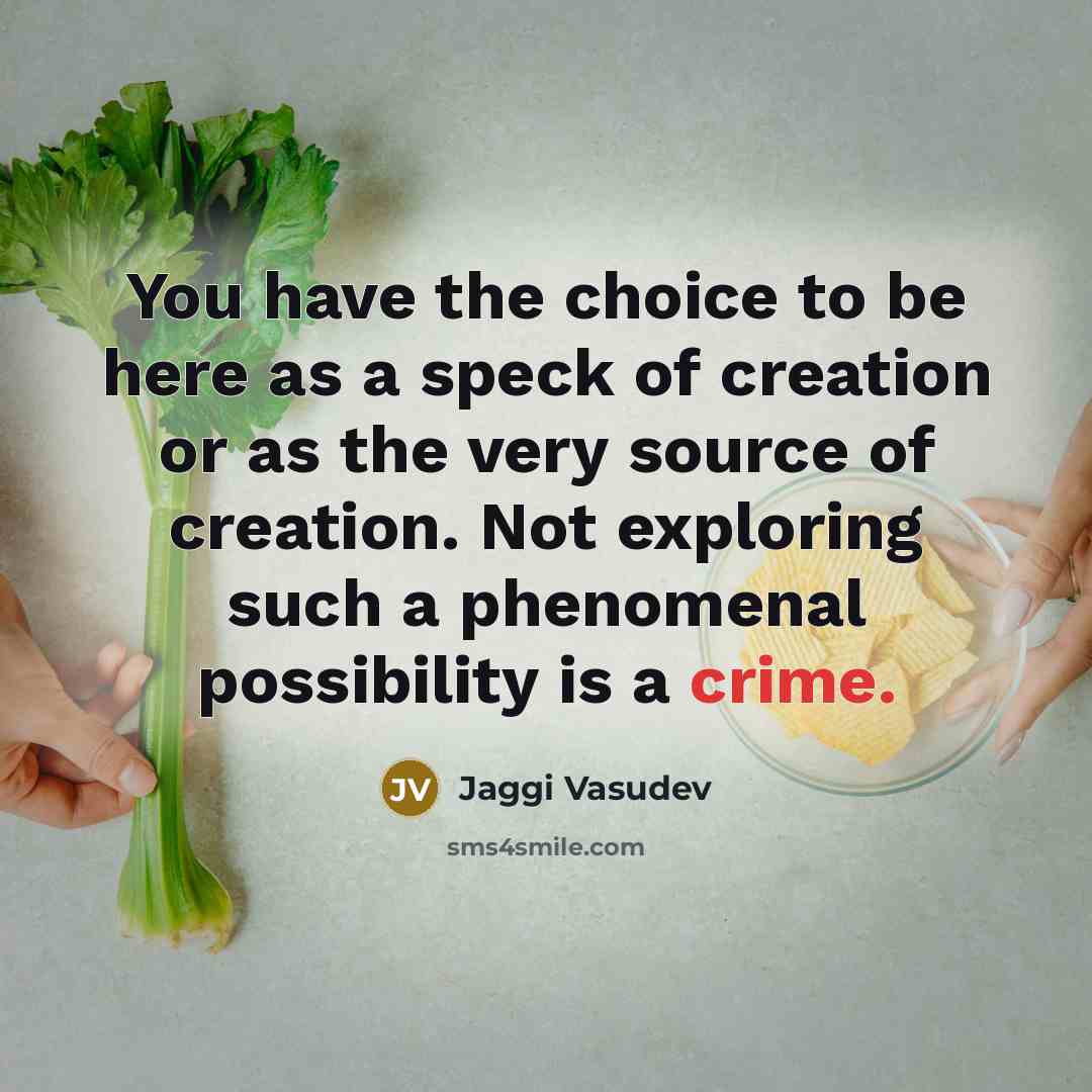 “You have the choice to be here as a speck…” quote by Jaggi Vasudev