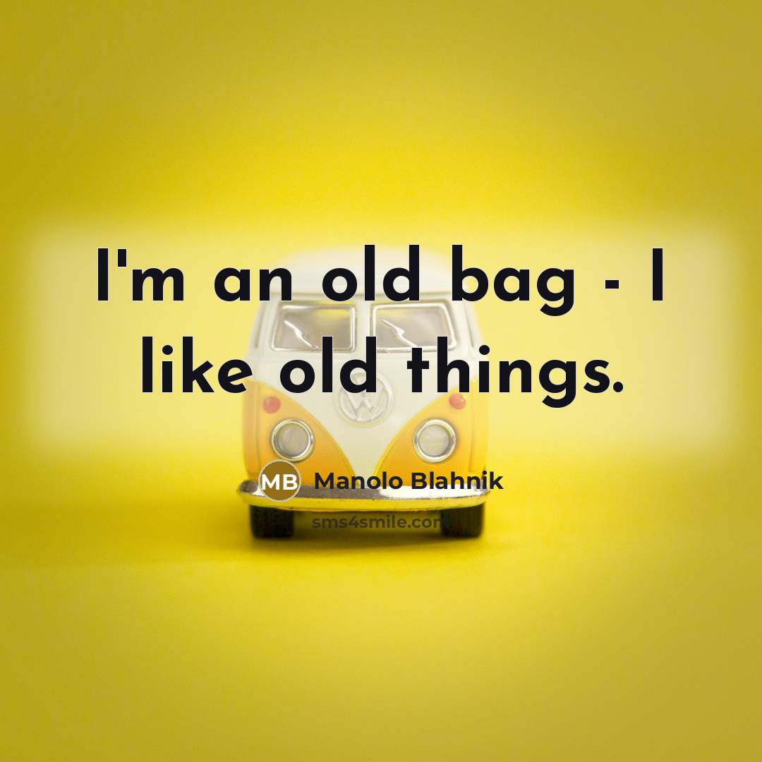 “I'm an old bag - I like old things.…” quote by Manolo Blahnik