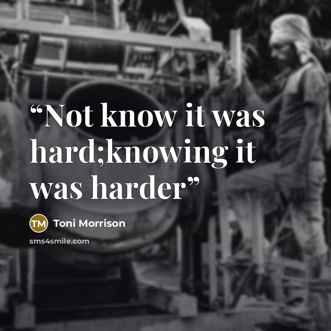 “Not know it was hard;knowing it was harder” quote by Toni Morrison