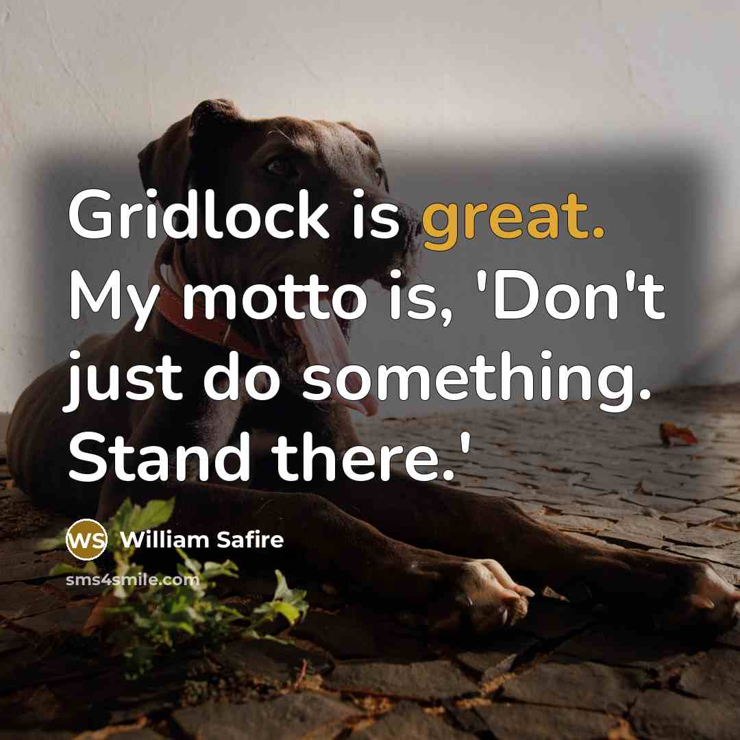 “Gridlock is great. My motto is, 'Don't just do something.…” quote by William Safire