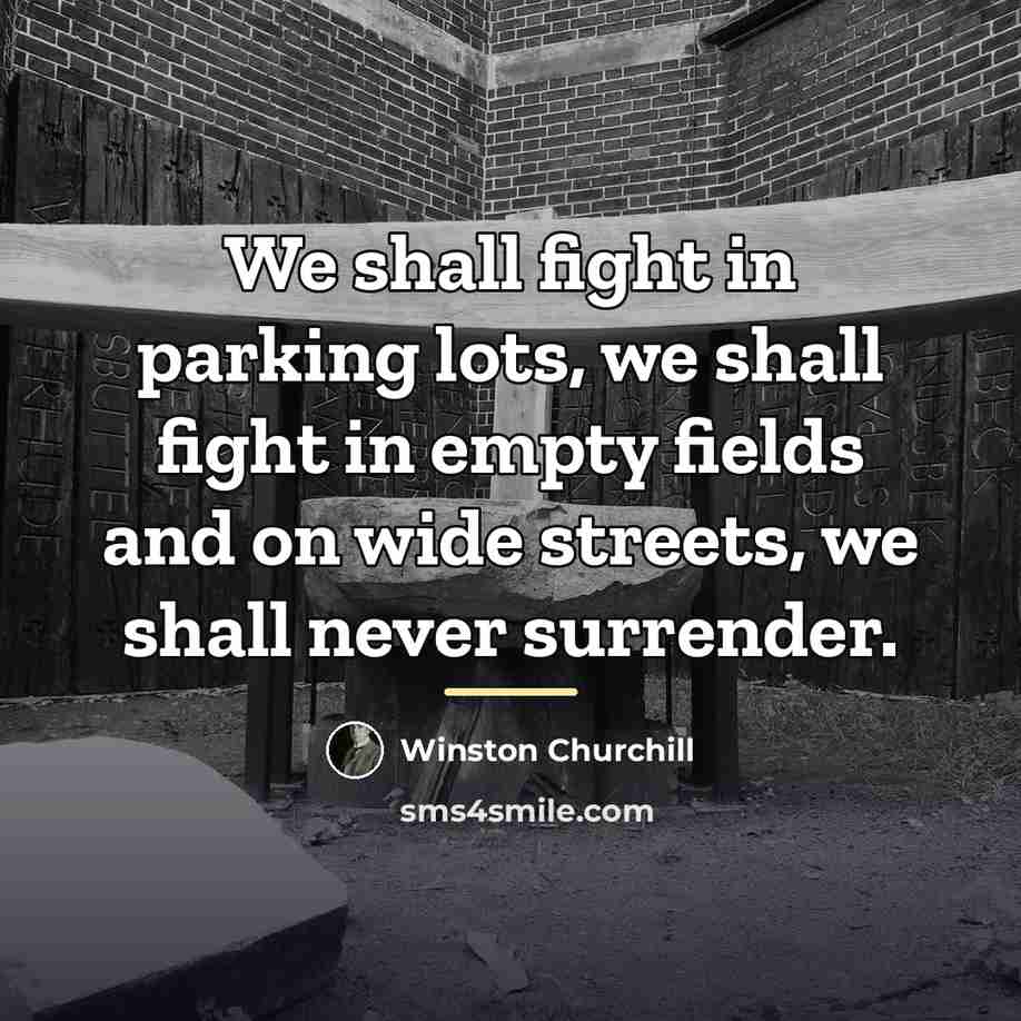 “We shall fight in parking lots, we shall fight in…” quote by Winston Churchill