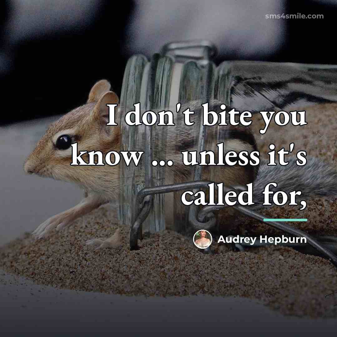“I don't bite you know ... unless it's called for,…” quote by Audrey Hepburn