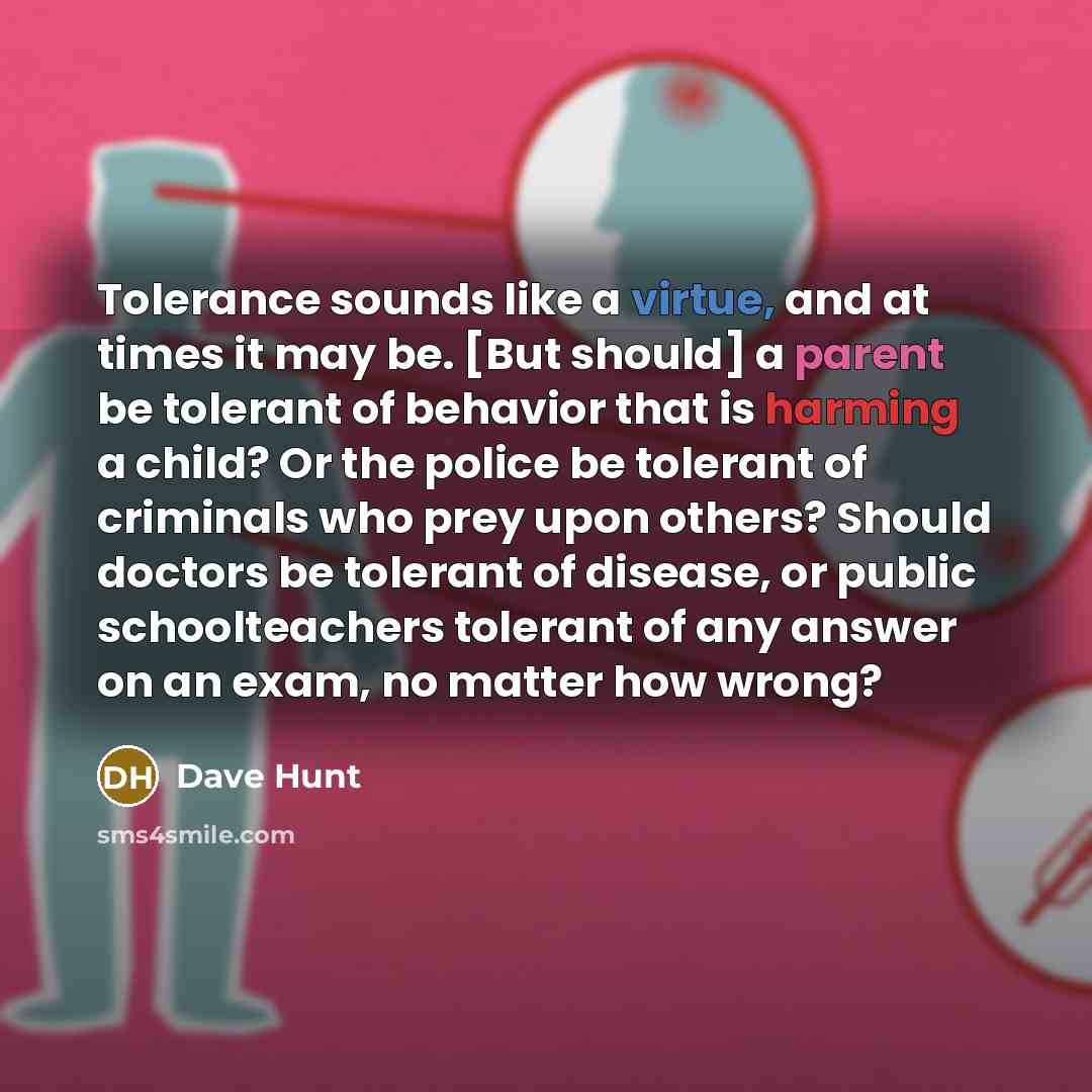 “Tolerance sounds like a virtue, and at times it may…” quote by Dave Hunt