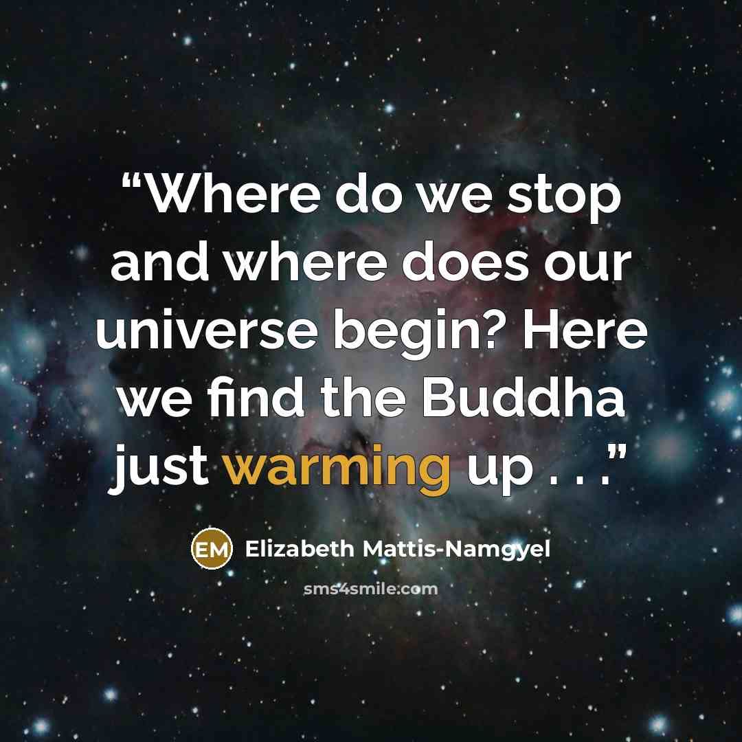 “Where do we stop and where does our universe begin? Here we find the Buddha just warming up . . .” quote by Elizabeth Mattis-Namgyel