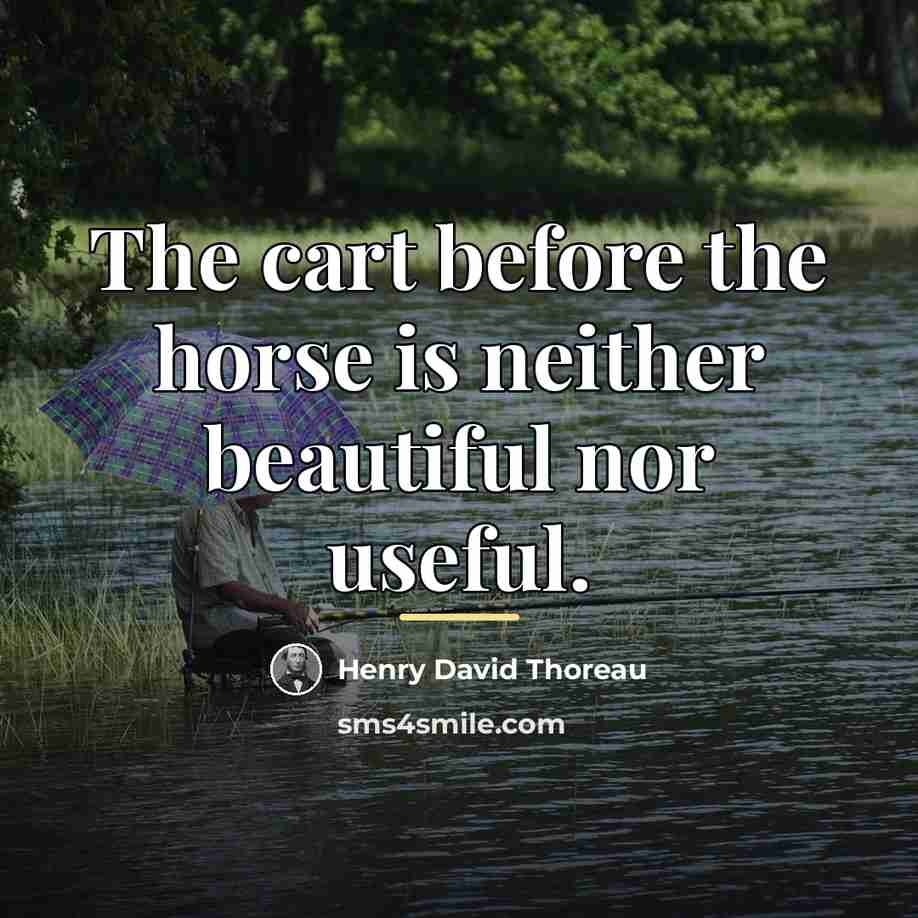 “The cart before the horse is neither beautiful nor useful.…” quote by Henry David Thoreau