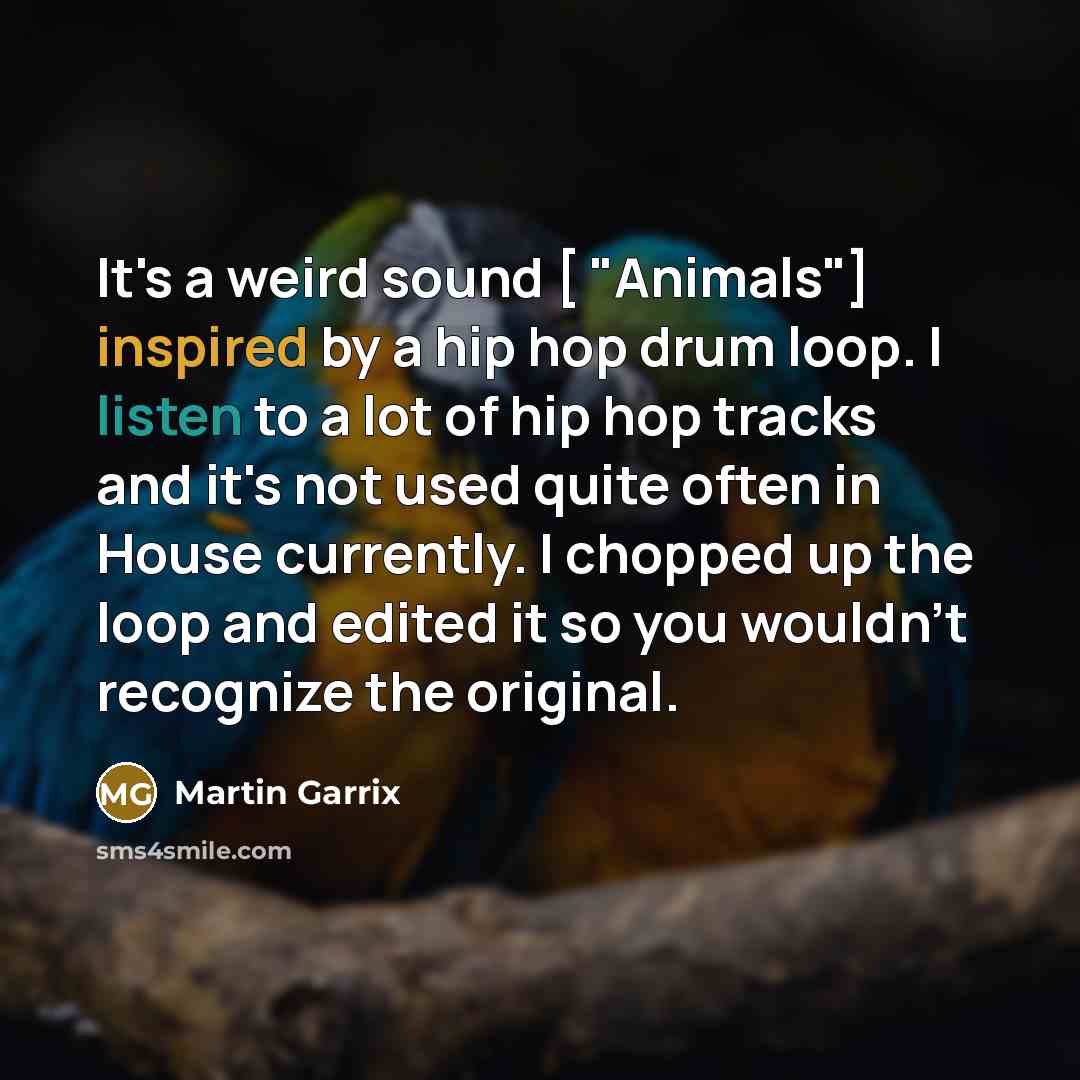 “It's a weird sound [ "Animals"] inspired by a hip…” quote by Martin Garrix
