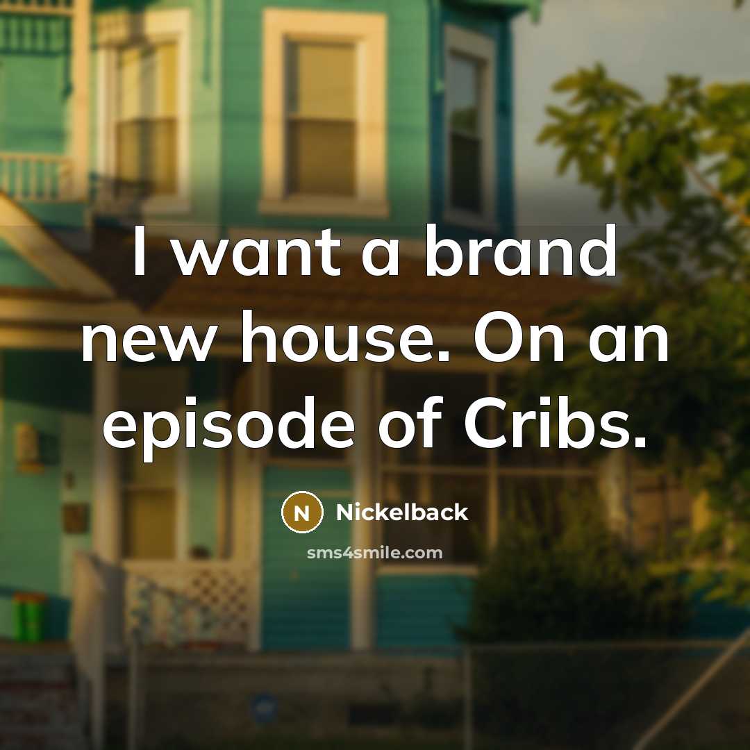 “I want a brand new house. On an episode of…” quote by Nickelback