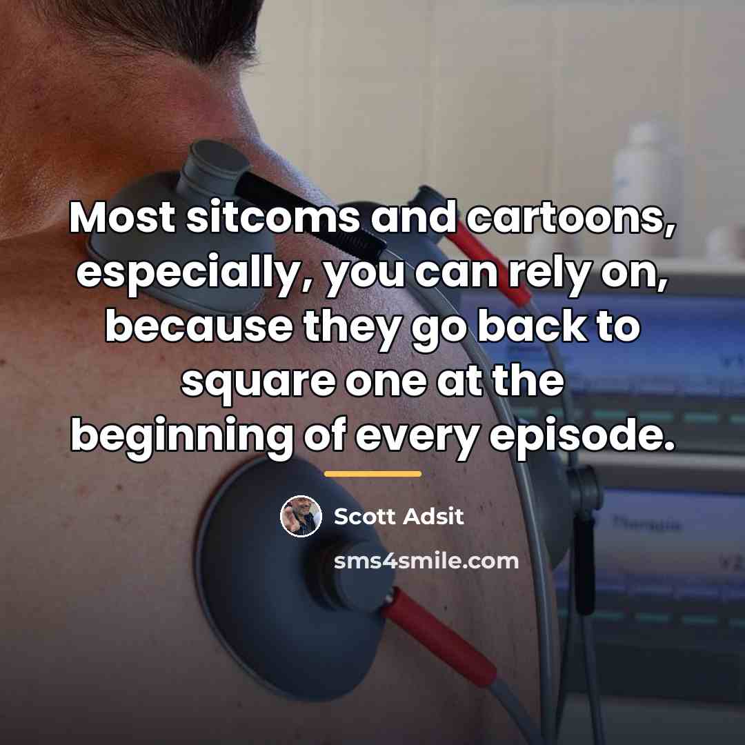 “Most sitcoms and cartoons, especially, you can rely on, because…” quote by Scott Adsit