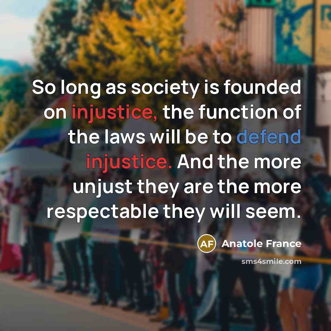 “So long as society is founded on injustice, the function…” quote by Anatole France