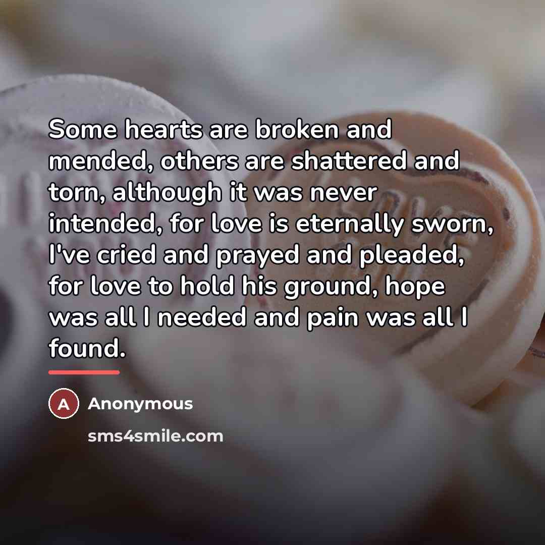 “Some hearts are broken and mended, others are shattered and…” quote by Anonymous