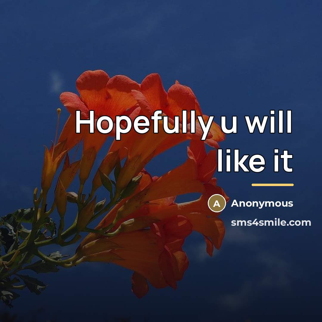 “Hopefully u will like it…” quote by Anonymous
