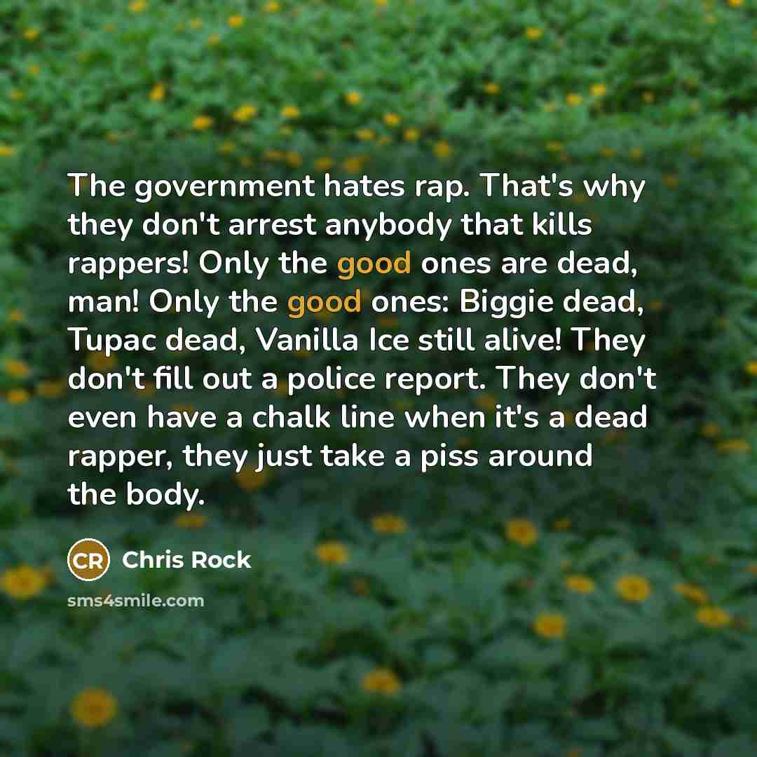 “The government hates rap. That's why they don't arrest anybody…” quote by Chris Rock
