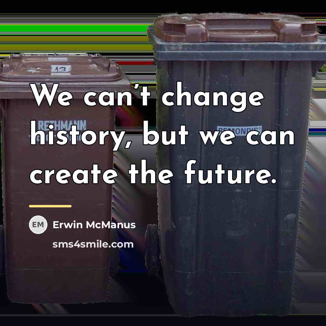 “We can’t change history, but we can create the future.…” quote by Erwin McManus