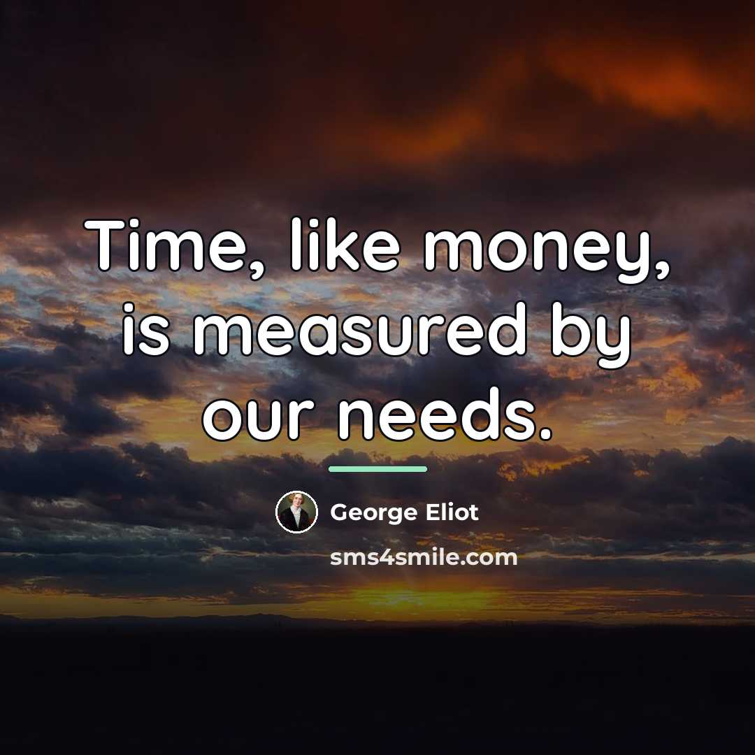“Time, like money, is measured by our needs.…” quote by George Eliot