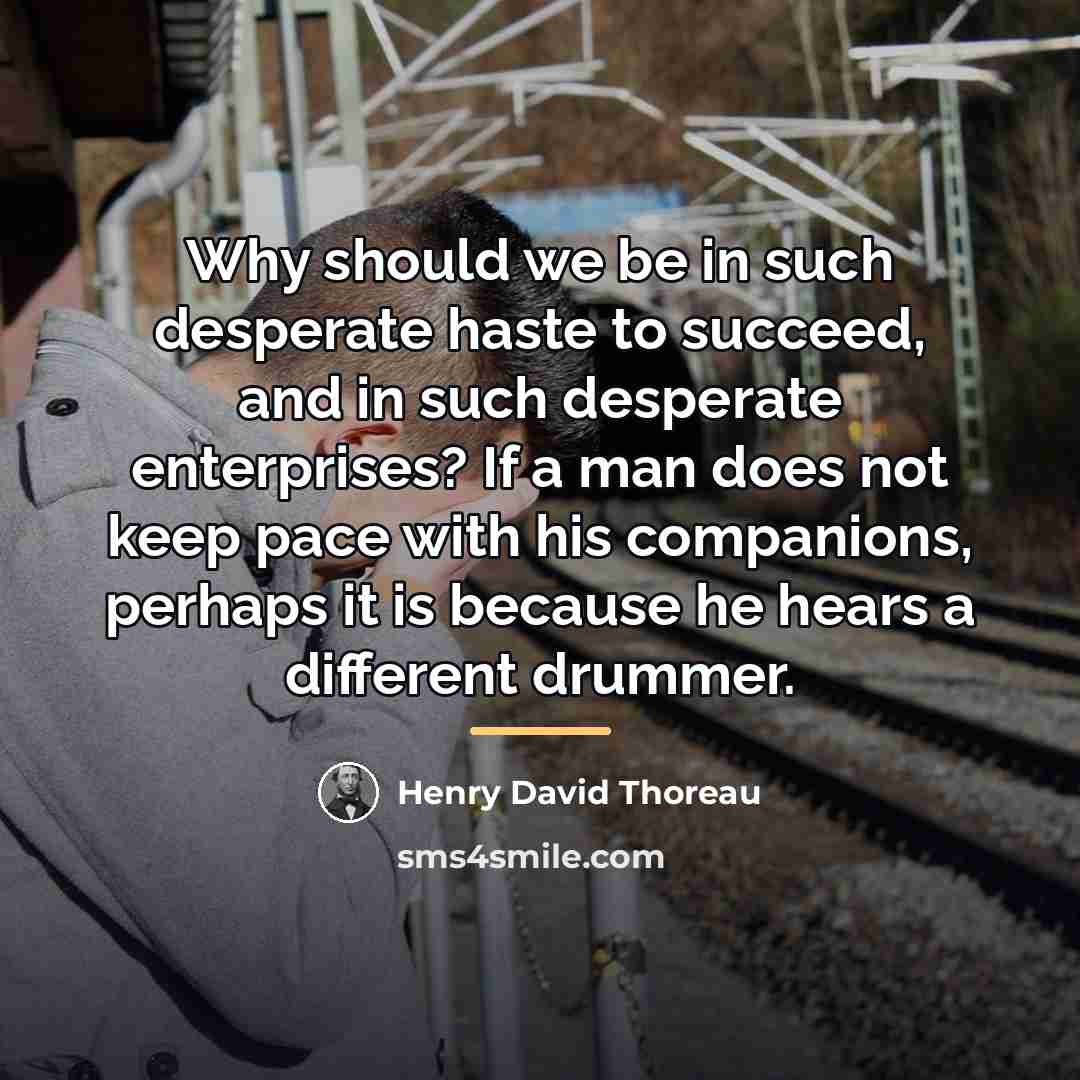 “Why should we be in such desperate haste to succeed,…” quote by Henry David Thoreau
