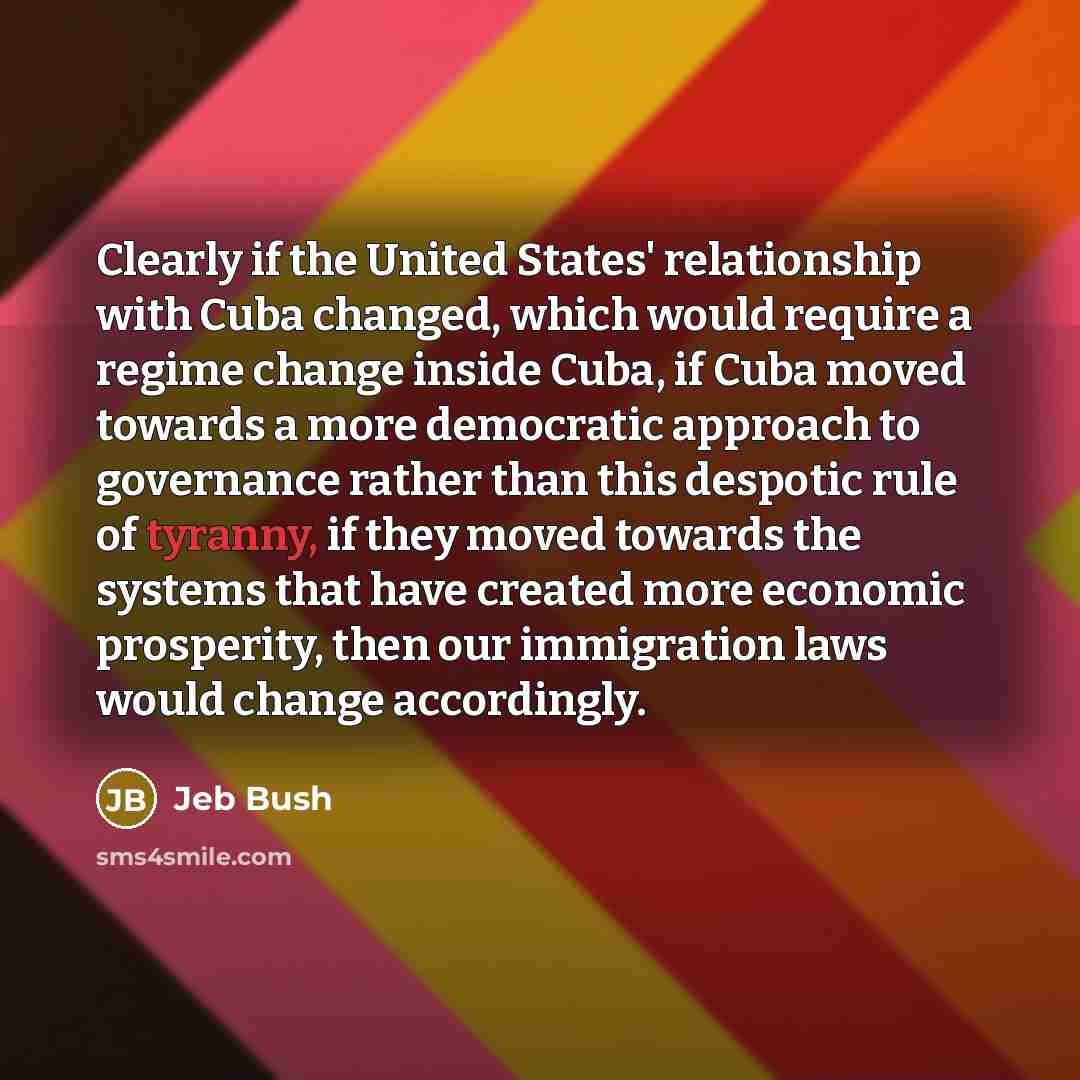 “Clearly if the United States' relationship with Cuba changed, which…” quote by Jeb Bush