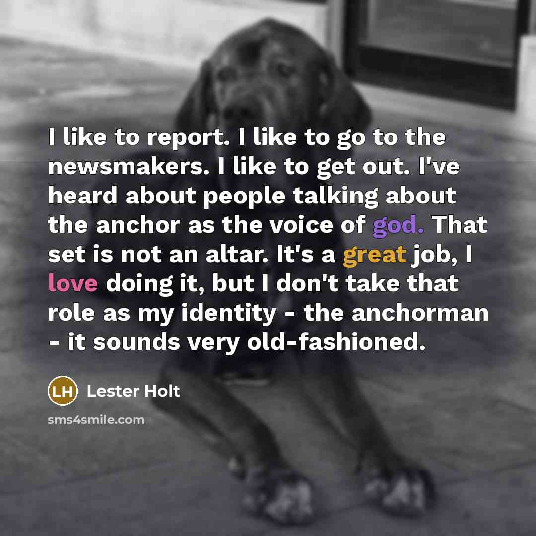 “I like to report. I like to go to the…” quote by Lester Holt
