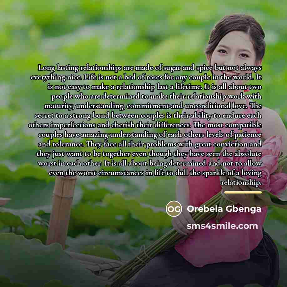 “Long lasting relationships are made of sugar and spice but…” quote by Orebela Gbenga