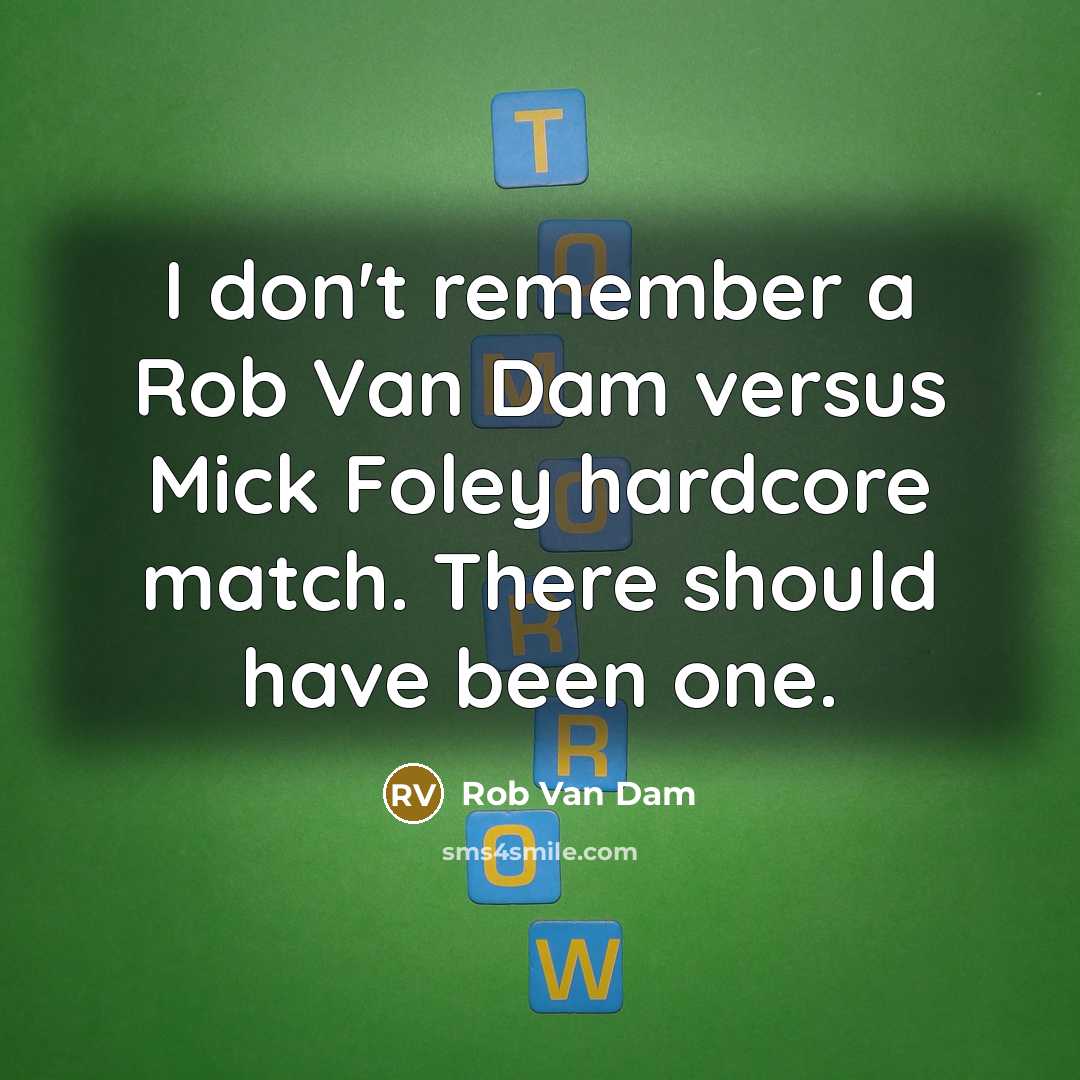 “I don't remember a Rob Van Dam versus Mick Foley…” quote by Rob Van Dam