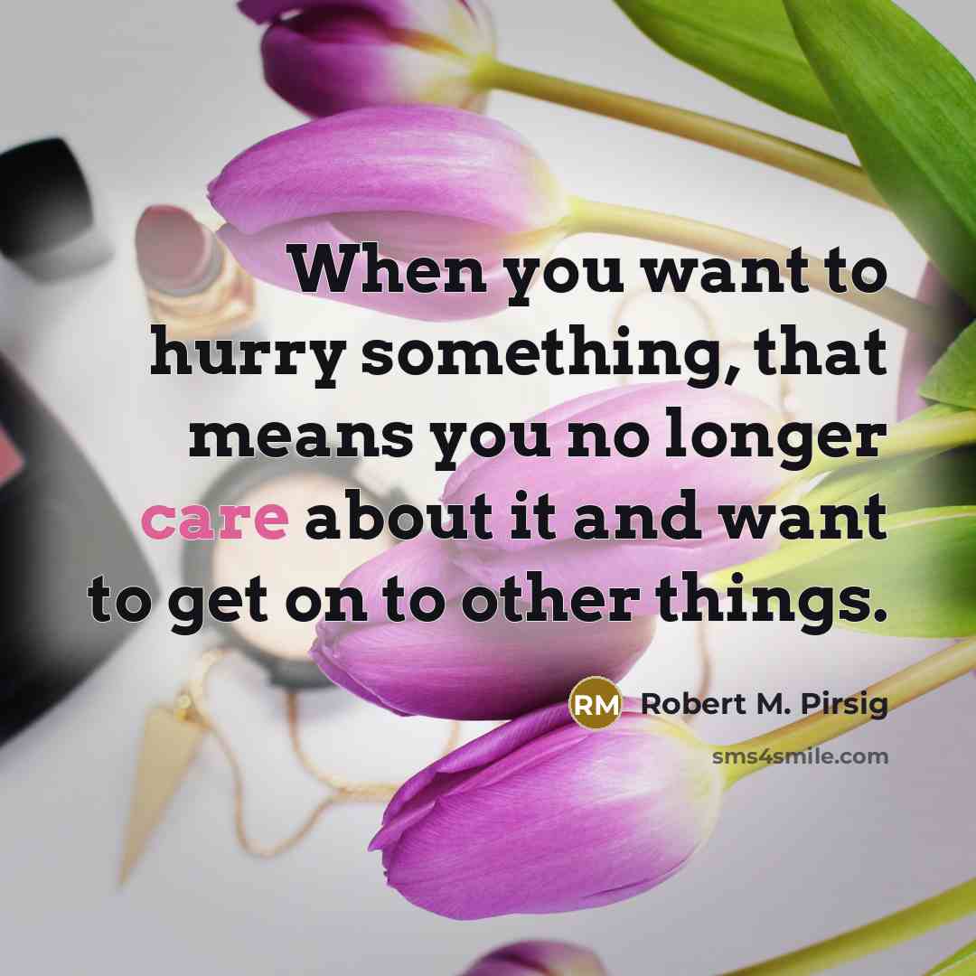 “When you want to hurry something, that means you no…” quote by Robert M. Pirsig