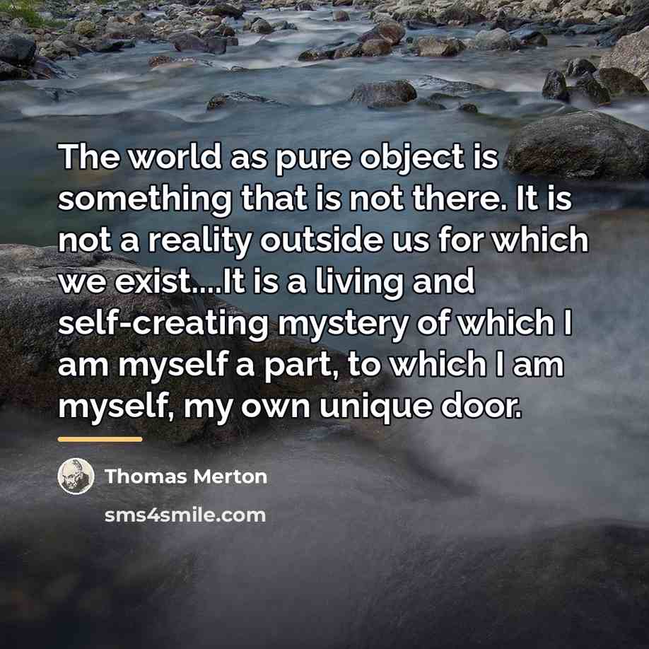 “The world as pure object is something that is not…” quote by Thomas Merton
