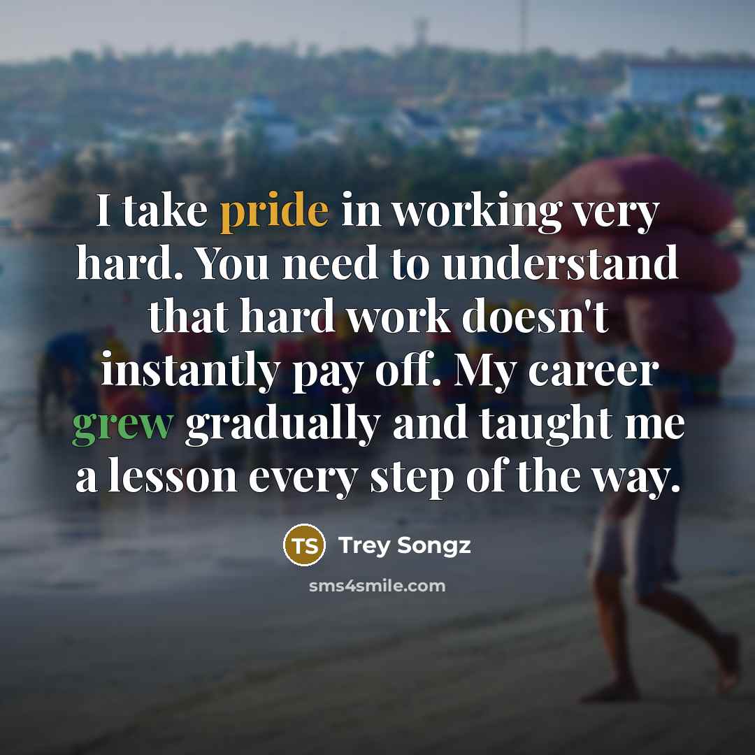 “I take pride in working very hard. You need to understand that hard work doesn't instantly pay off. My career grew gradually and taught me a lesson every step of the way.” quote by Trey Songz
