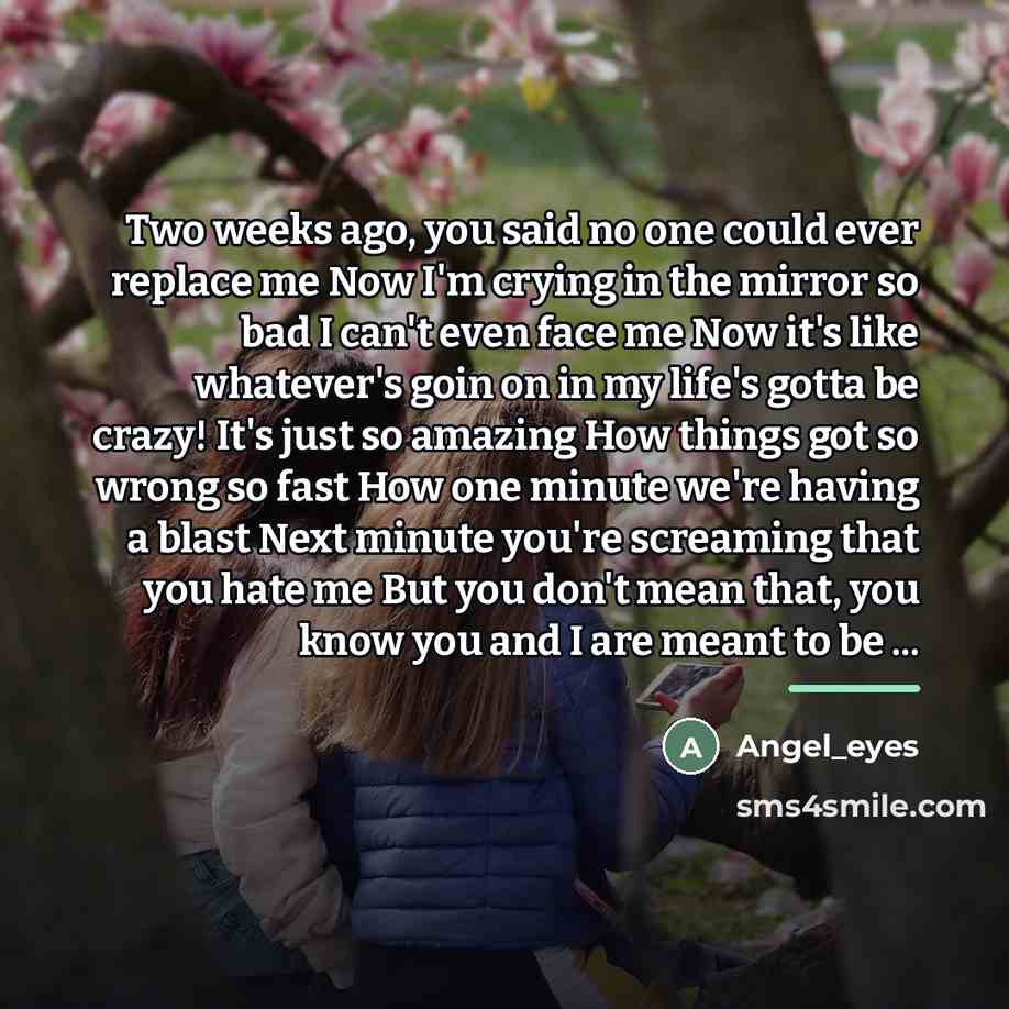 “Two weeks ago, you said no one could ever replace…” quote by Angel_eyes