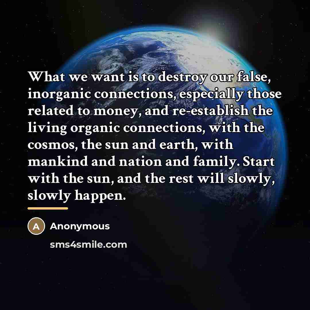 “What we want is to destroy our false, inorganic connections,…” quote by Anonymous