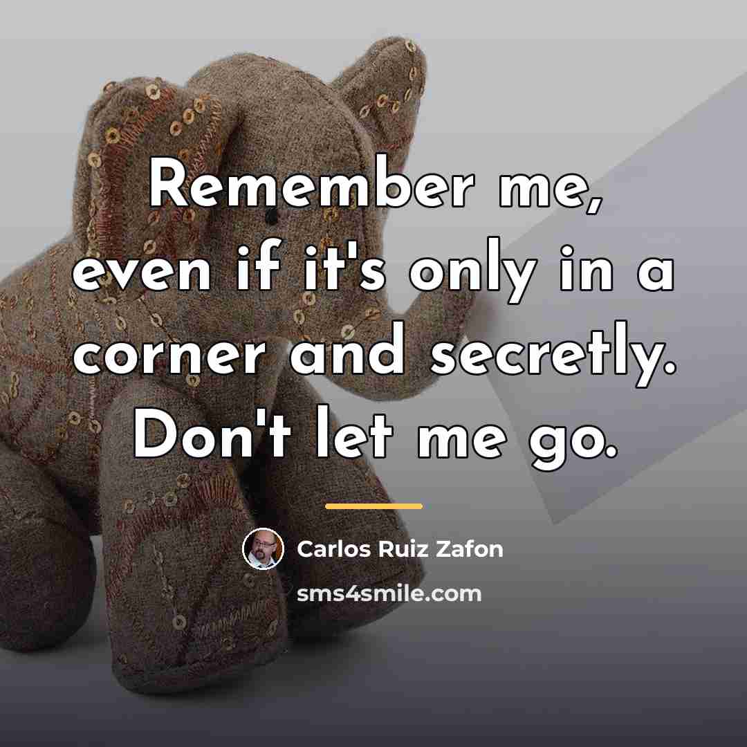 “Remember me, even if it's only in a corner and…” quote by Carlos Ruiz Zafon