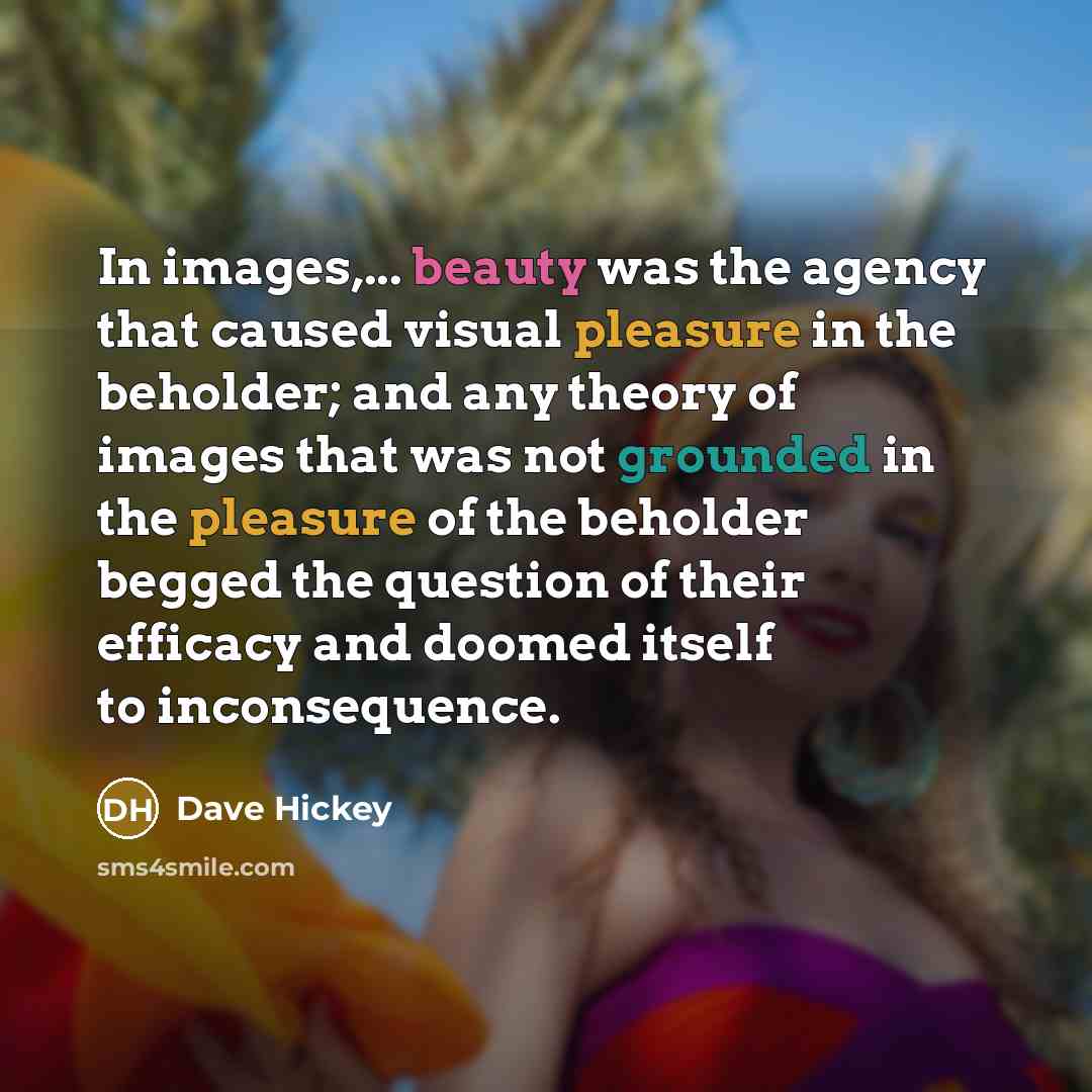 “In images,... beauty was the agency that caused visual pleasure…” quote by Dave Hickey