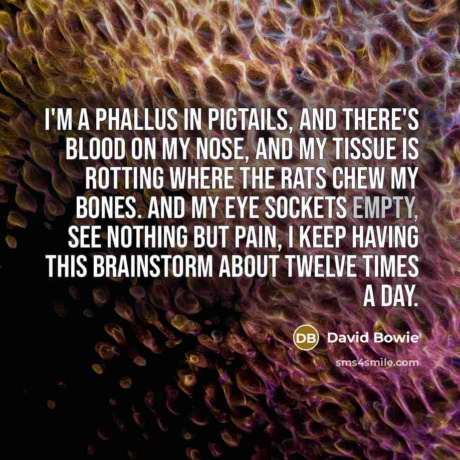 “I'm a phallus in pigtails, and there's blood on my…” quote by David Bowie