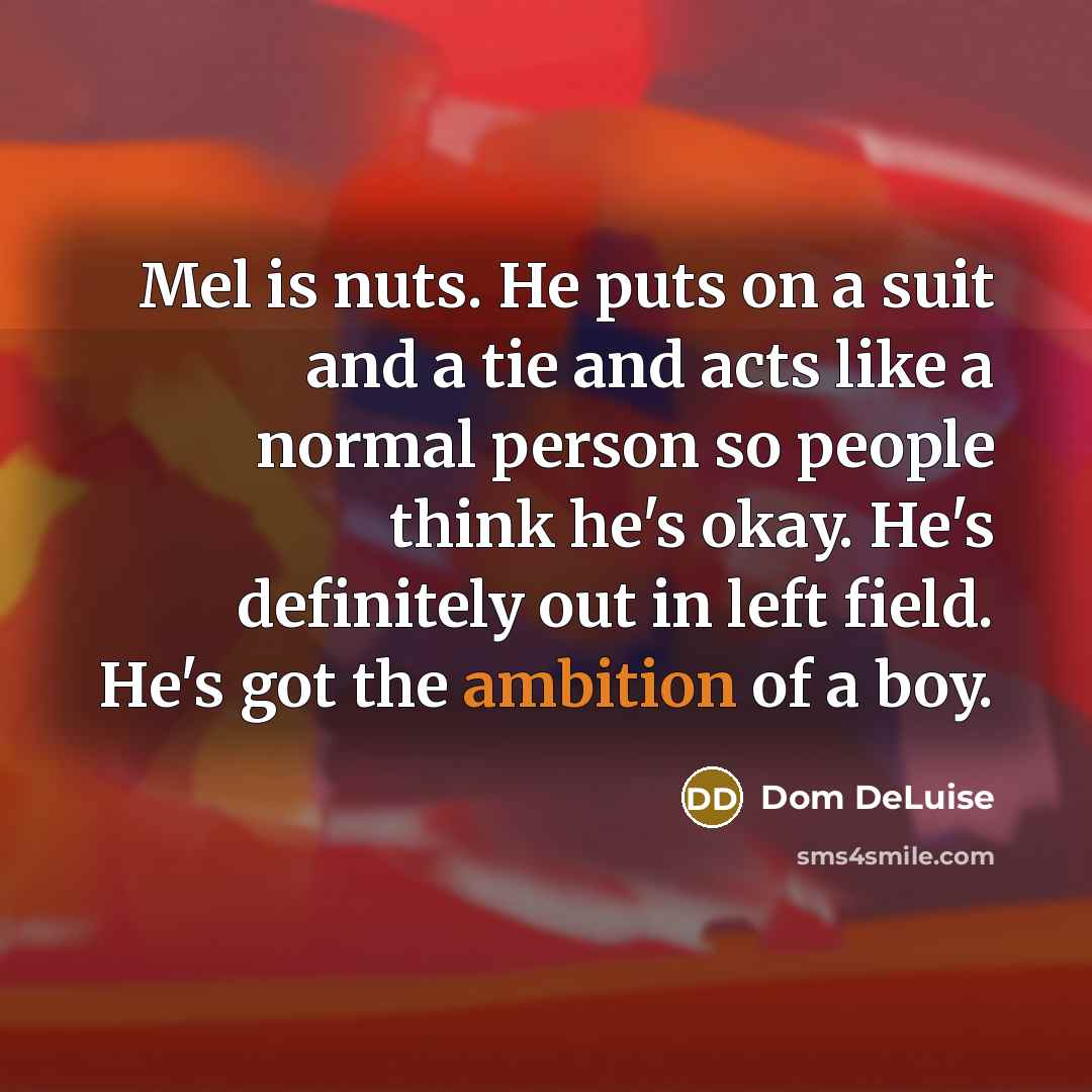 “Mel is nuts. He puts on a suit and a…” quote by Dom DeLuise