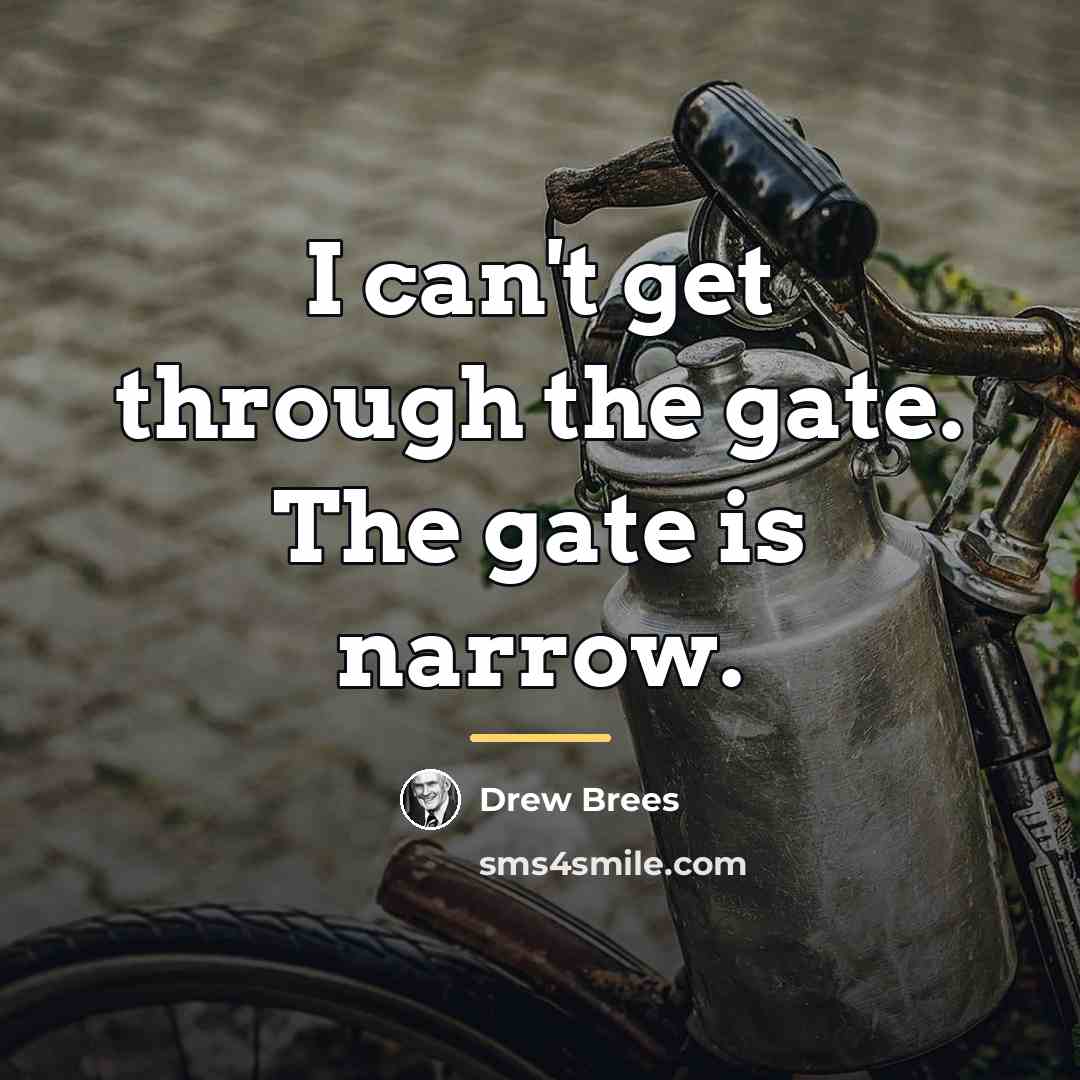 “I can't get through the gate. The gate is narrow.…” quote by Drew Brees