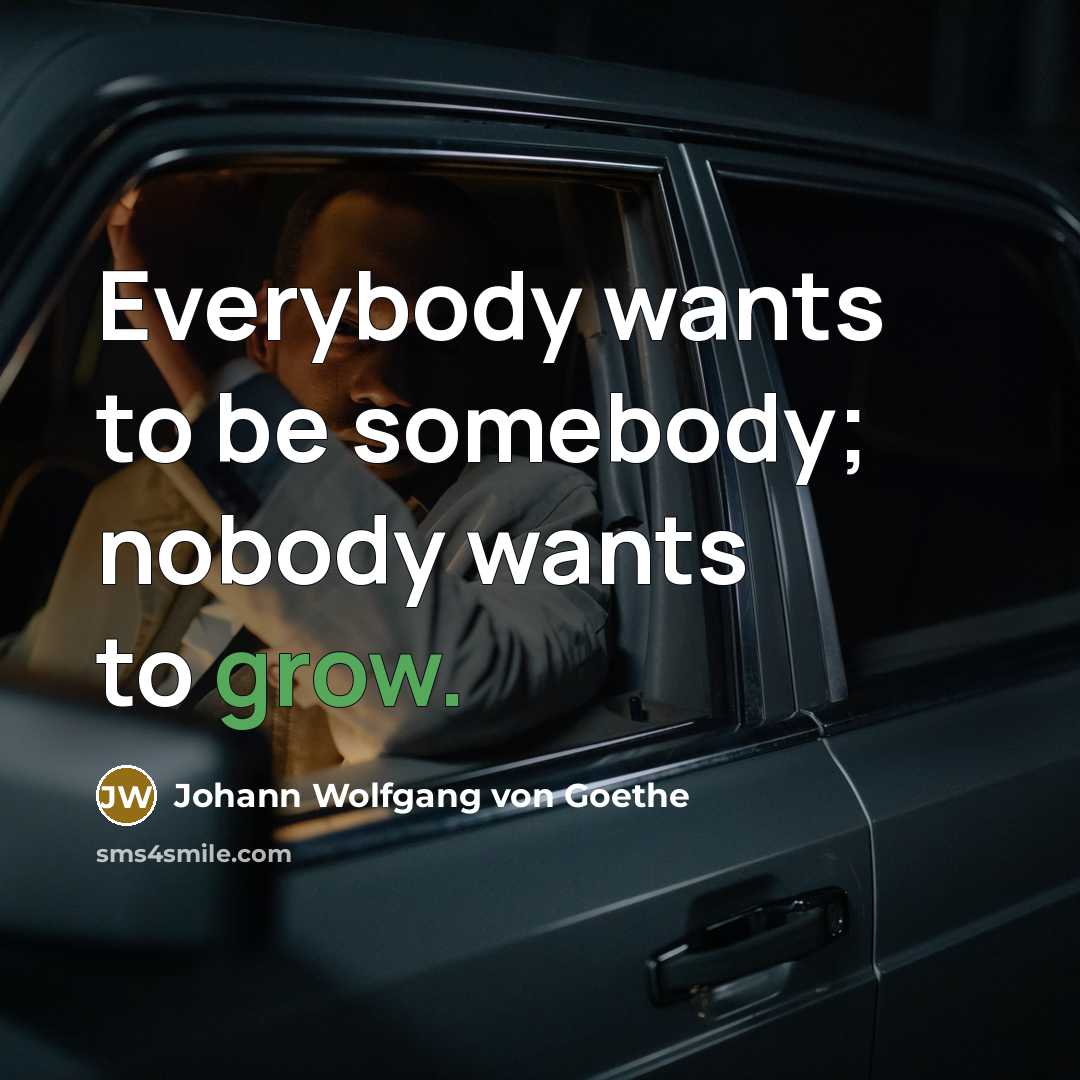 “Everybody wants to be somebody; nobody wants to grow.…” quote by Johann Wolfgang von Goethe