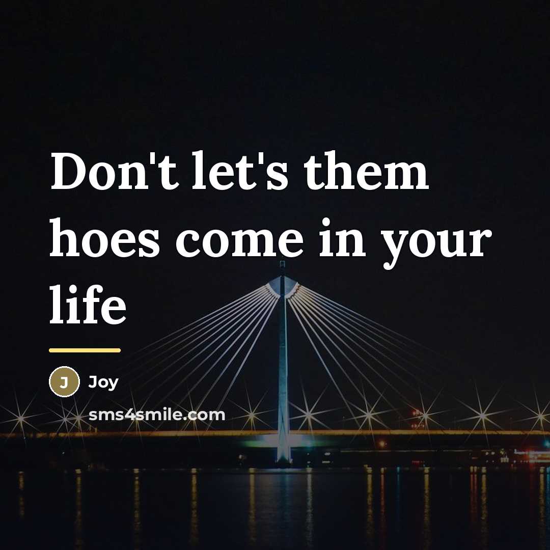 “Don't let's them hoes come in your life…” quote by Joy