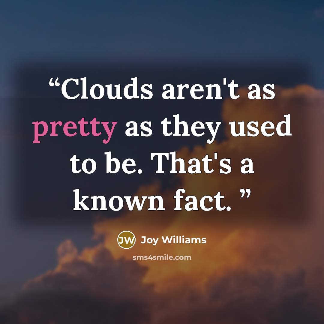“Clouds aren't as pretty as they used to be. That's a known fact.” quote by Joy Williams
